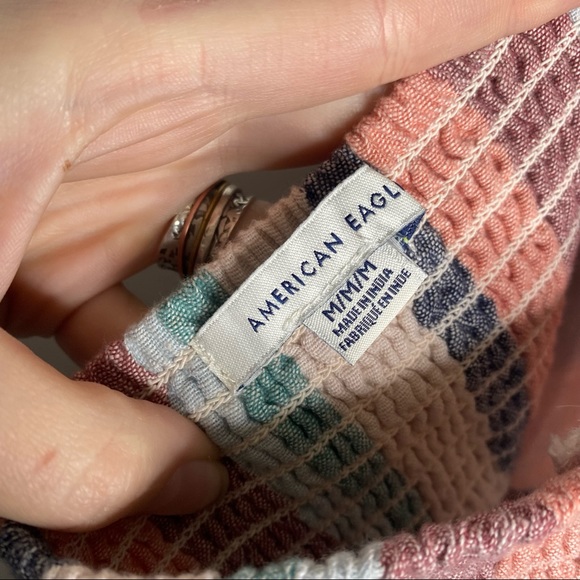 American Eagle | Striped Linen Blend Halter Tie Dress - Picture 6 of 7